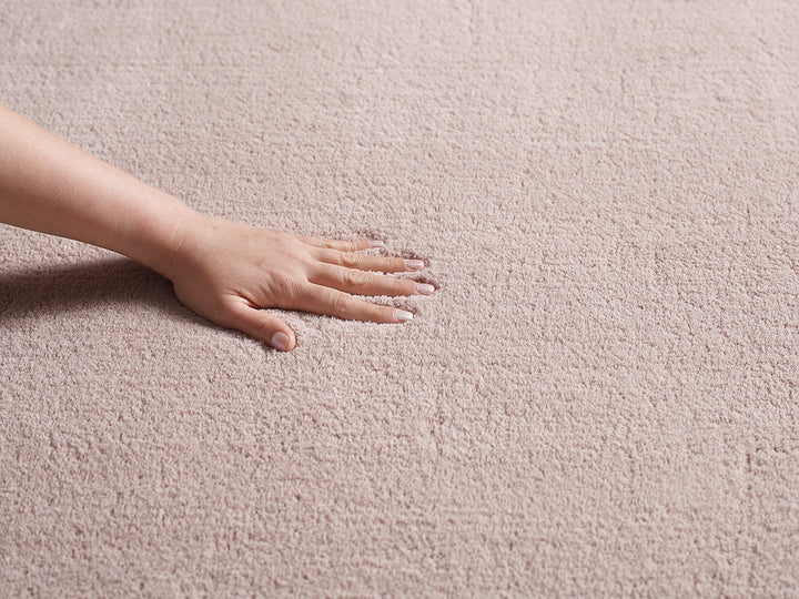 Teppich Puderrosa Uni rechteckig Polyester Modern Einrichtung Wohnidee Bodenbelag TIRSO_
