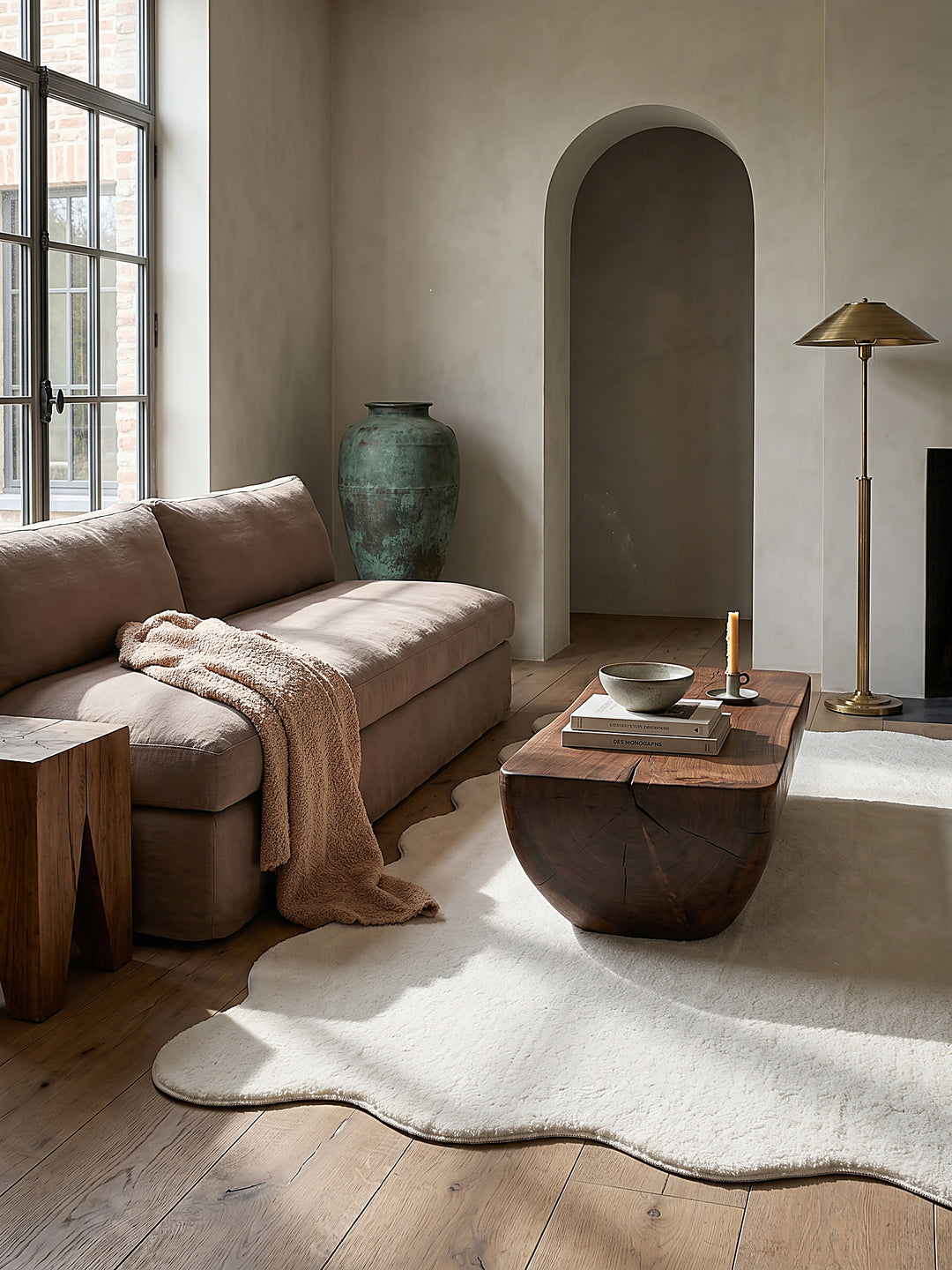Teppich Creme rechteckig im modernen Wohnzimmer_
