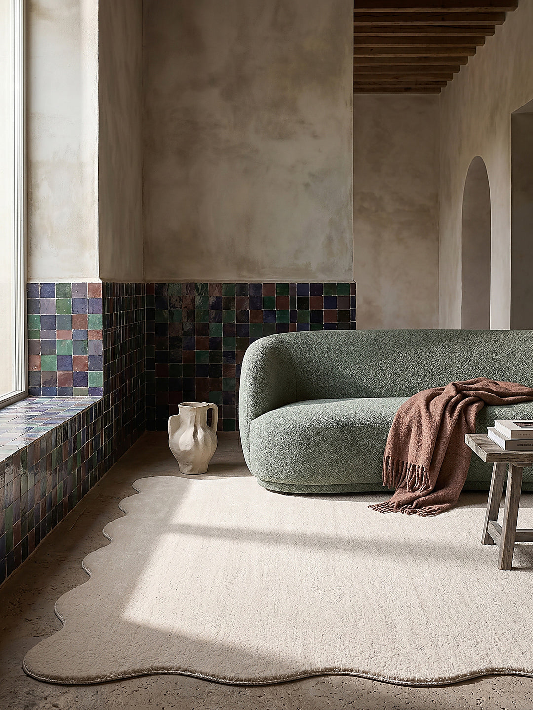 Teppich Beige rechteckig Editorial Styling_