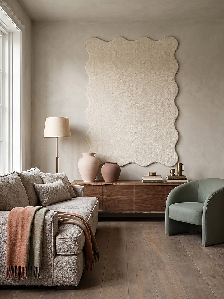 Teppich Beige als Wandteppich_