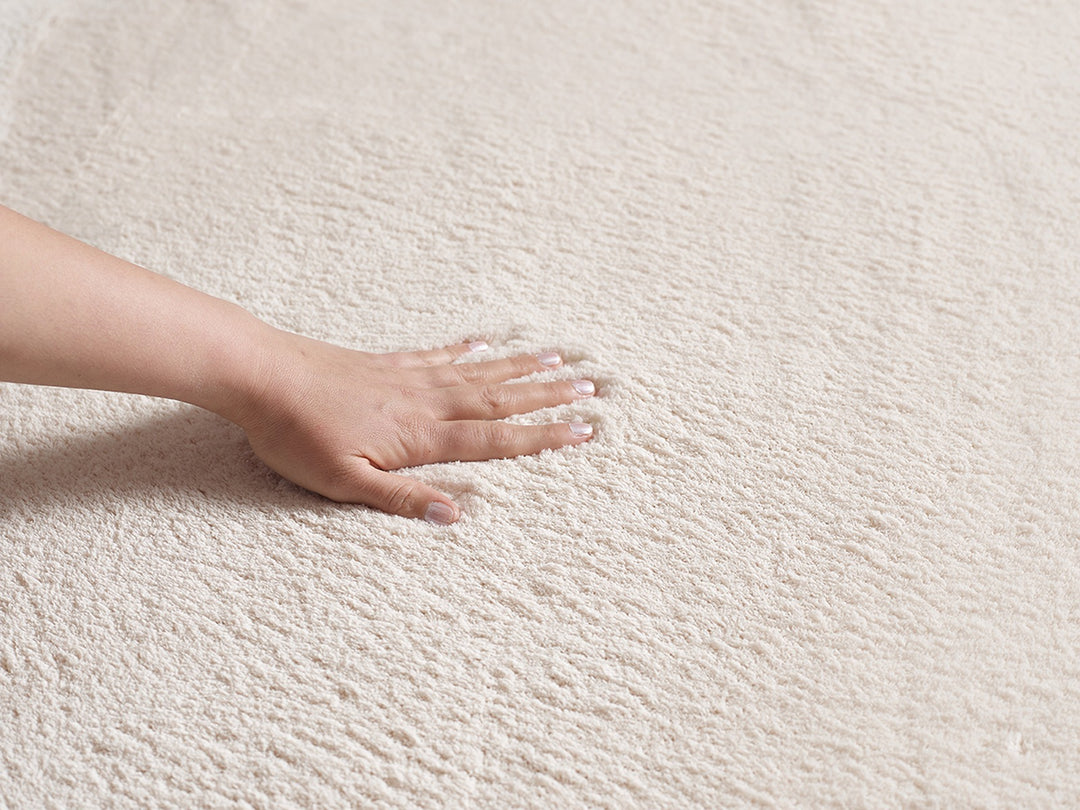 Teppich Beige Uni rechteckig Polyester Modern Einrichtung Wohnidee Bodenbelag TIRSO_