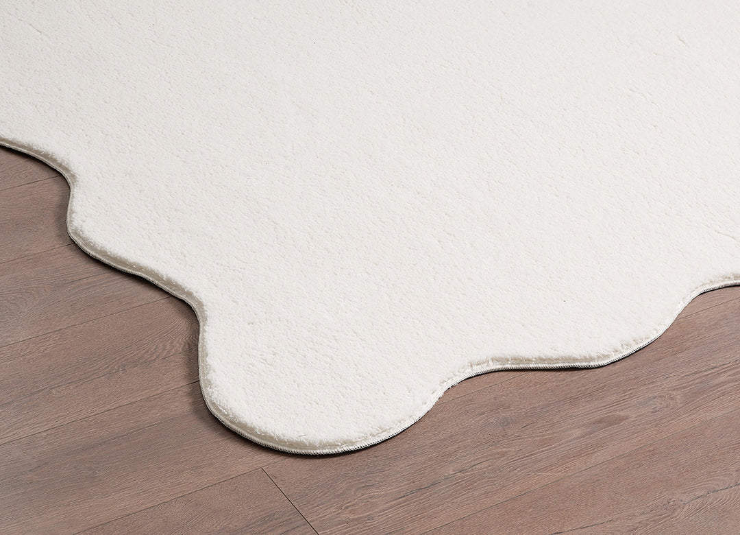 Teppich Creme Uni rechteckig Polyester Wohnzimmer Schlafzimmer Flur Modern TIRSO_