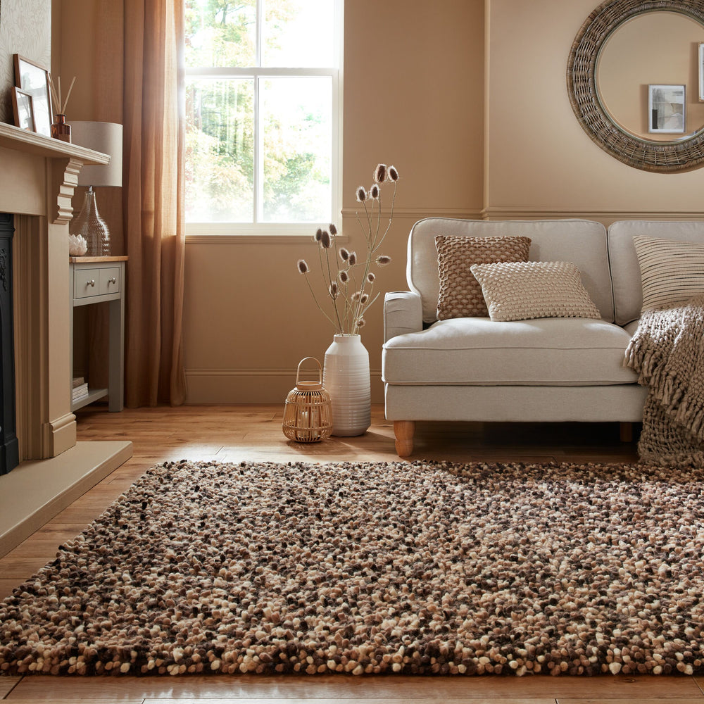 Wollteppich Hochflor Unifarben - Schlafzimmer_Braun_Rechteckig_