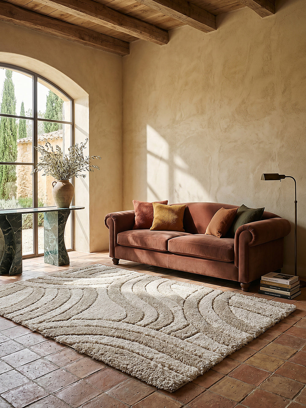 Teppich Naturfarben rechteckig im modernen Wohnzimmer_
