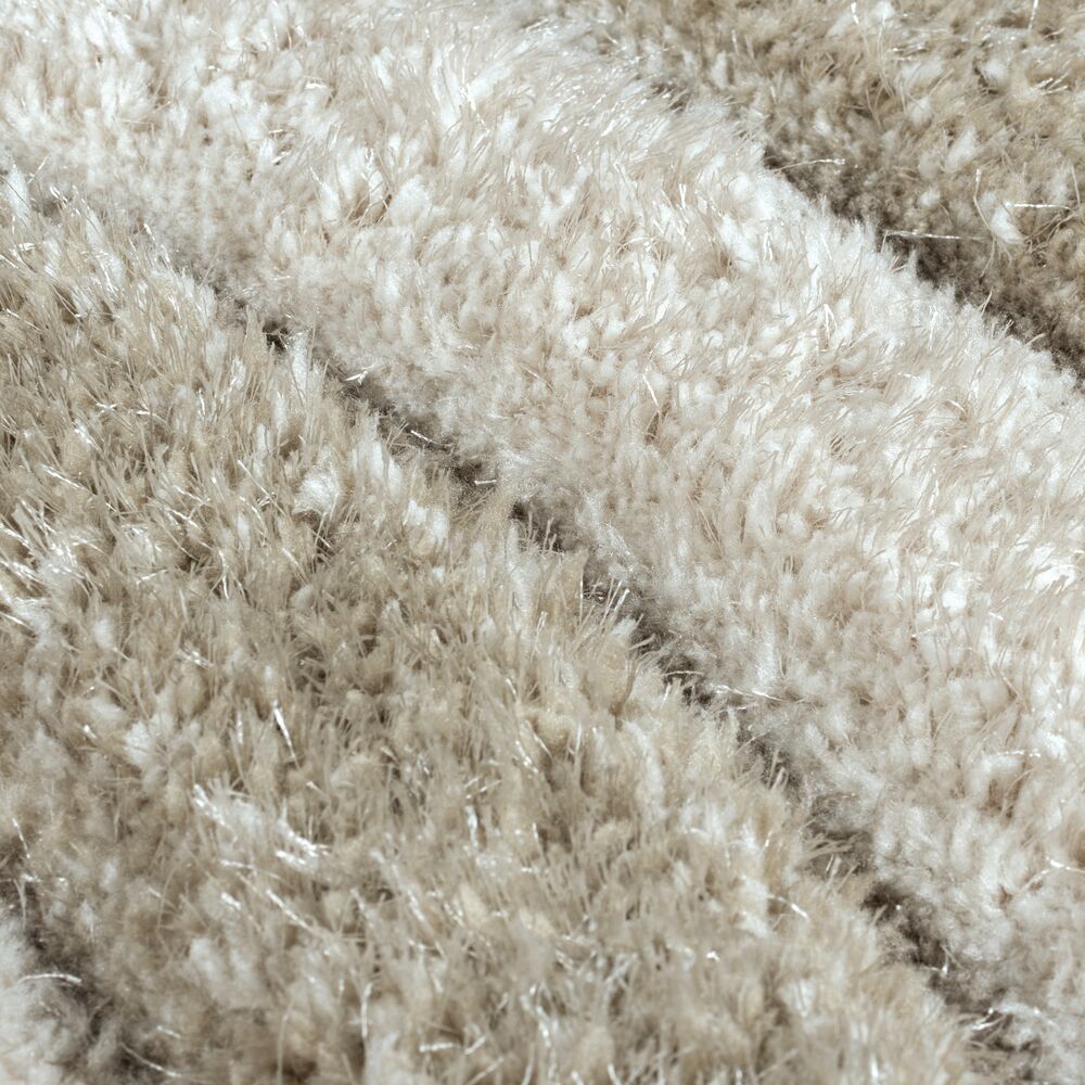 Hochflor-Teppich aus recyceltem Polyester - handgeschnitzt Naturfarben Rechteckig
