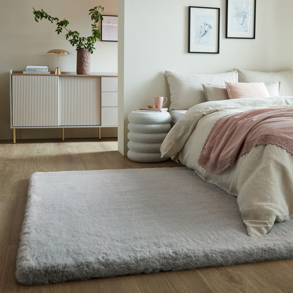 Hochflor Teppich Unifarben - Schlafzimmer_Grau_Rechteckig_