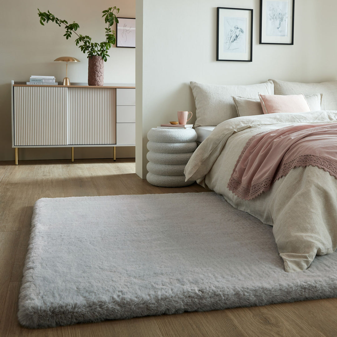 Hochflor Teppich Unifarben - Schlafzimmer_Grau_Rechteckig_