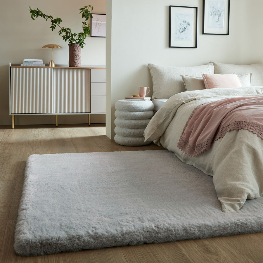 Hochflor Teppich Unifarben - Schlafzimmer_Grau_Rechteckig_