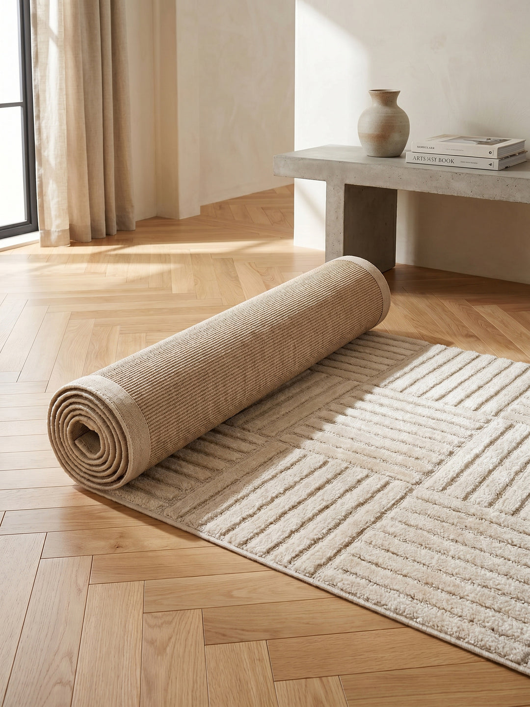 Teppich Creme Läufer Wohnaccessoire Deko_