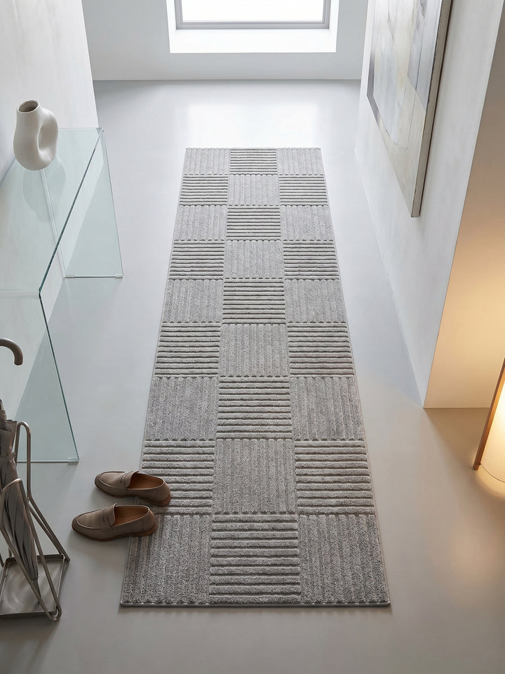 Teppich Silber Läufer Muster Draufsicht_