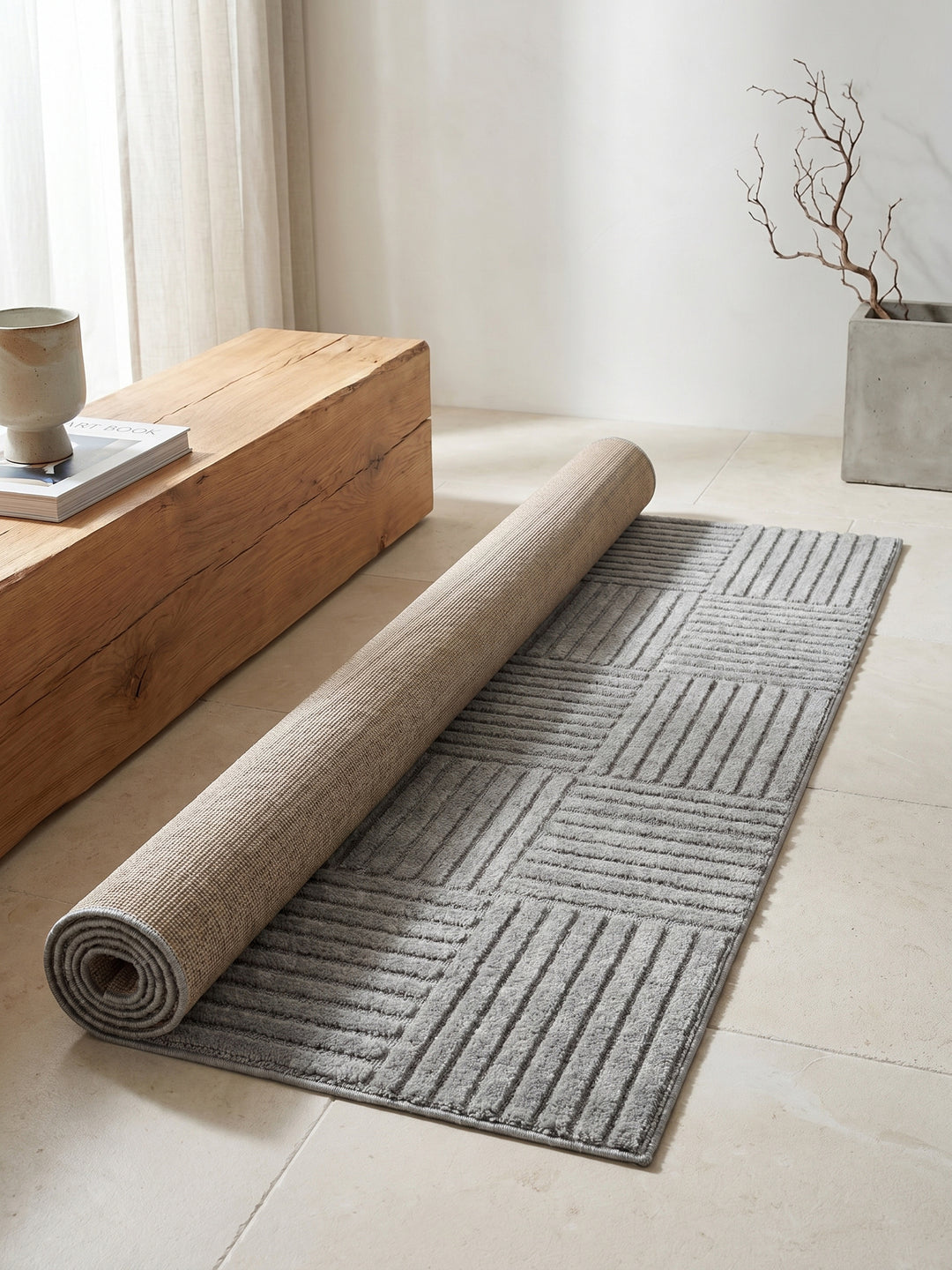 Teppich Silber Läufer Wohnaccessoire Deko_