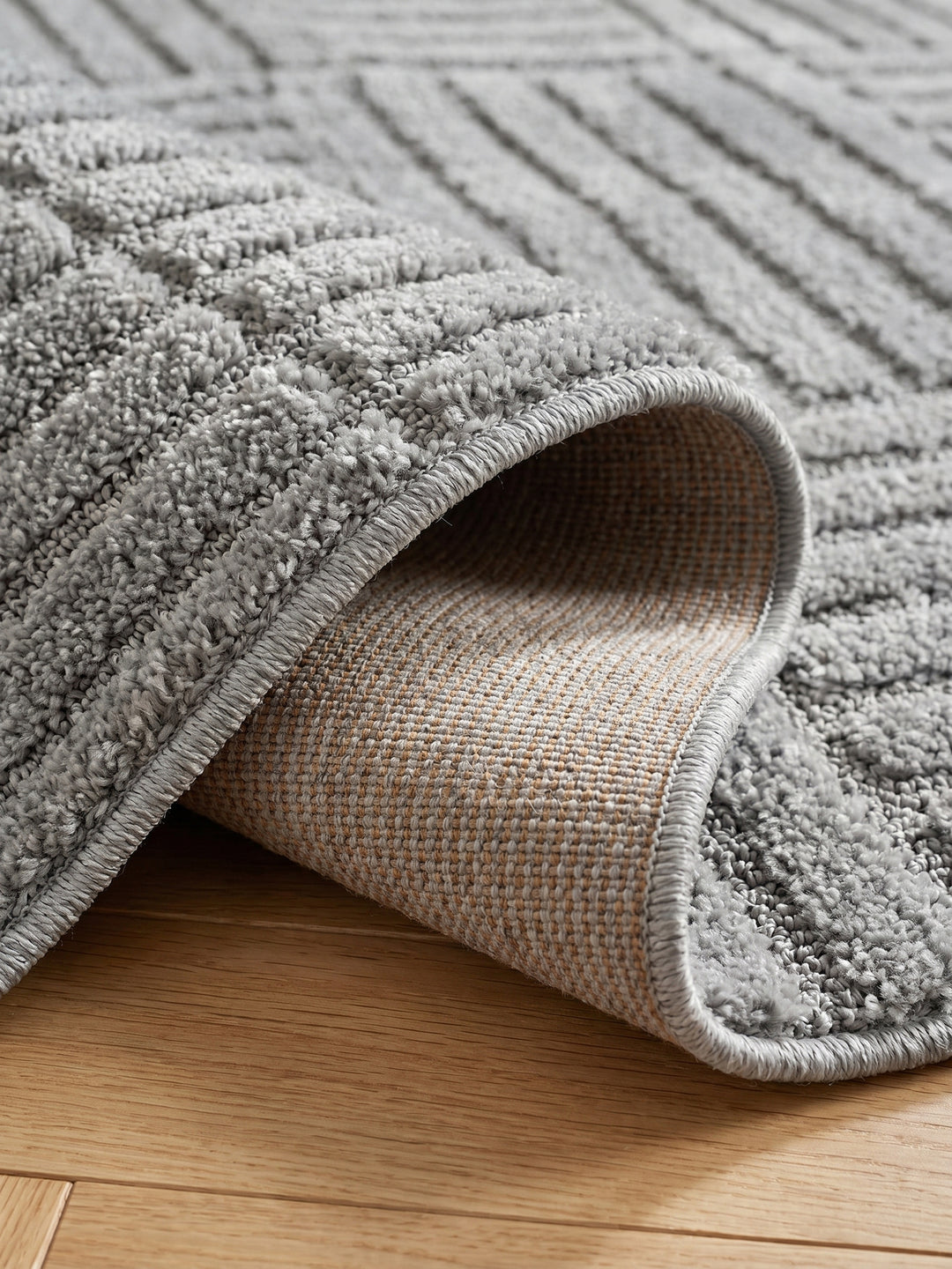 Teppich Silber Läufer Kante Rückseite_
