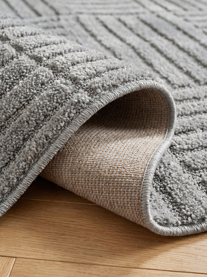 Teppich Silber Läufer Kante Rückseite_