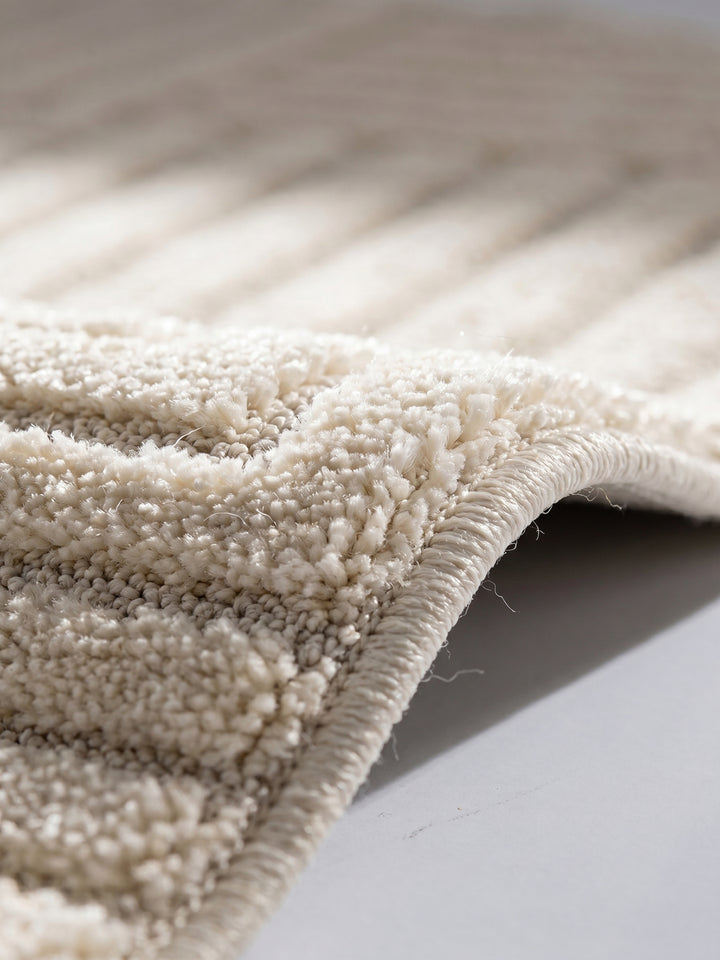 Teppich Creme rund Florhöhe Profil_