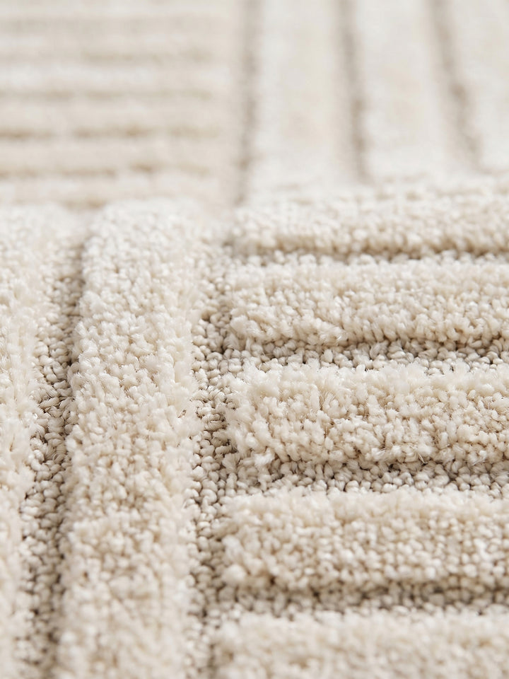 Teppich Creme rund Farbdetail Muster_