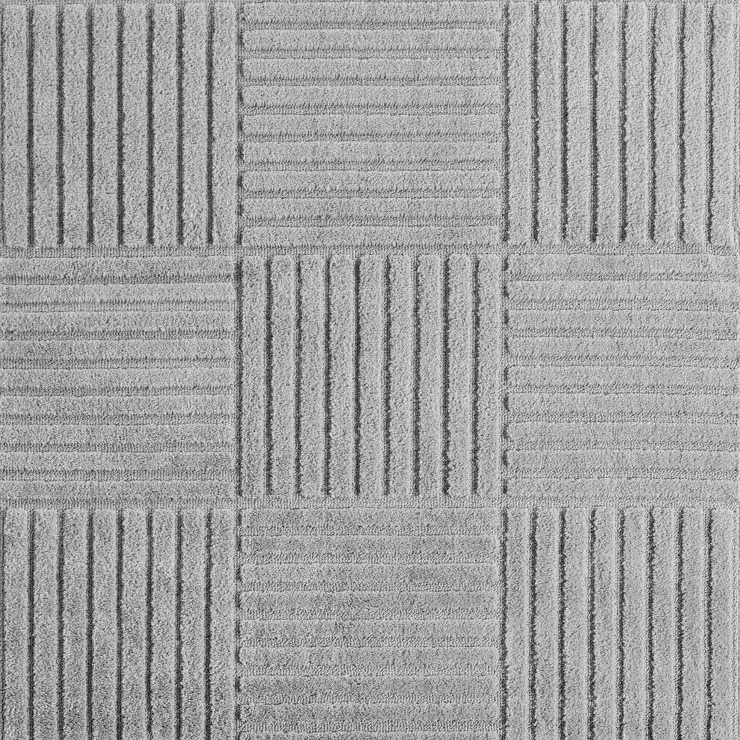 Teppich Silber Skandinavischer Boho rund Polypropylene Designteppich Kollektion RIGI Wohnraum 160x160_