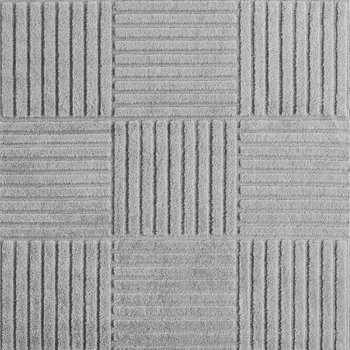 Teppich Silber Skandinavischer Boho rund Polypropylene Designteppich Kollektion RIGI Wohnraum 160x160_