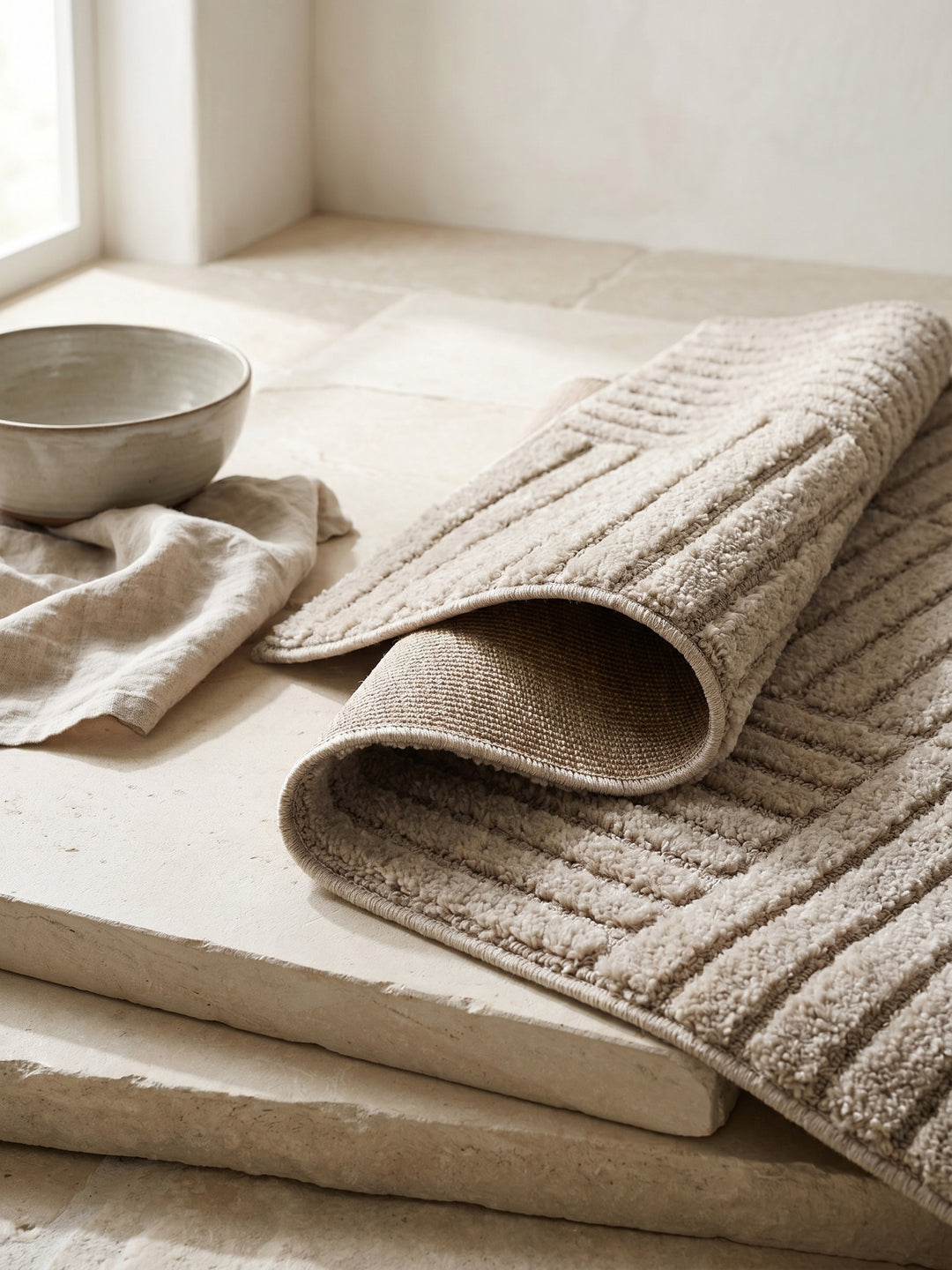 Teppich Beige rechteckig Wohnaccessoire Deko_