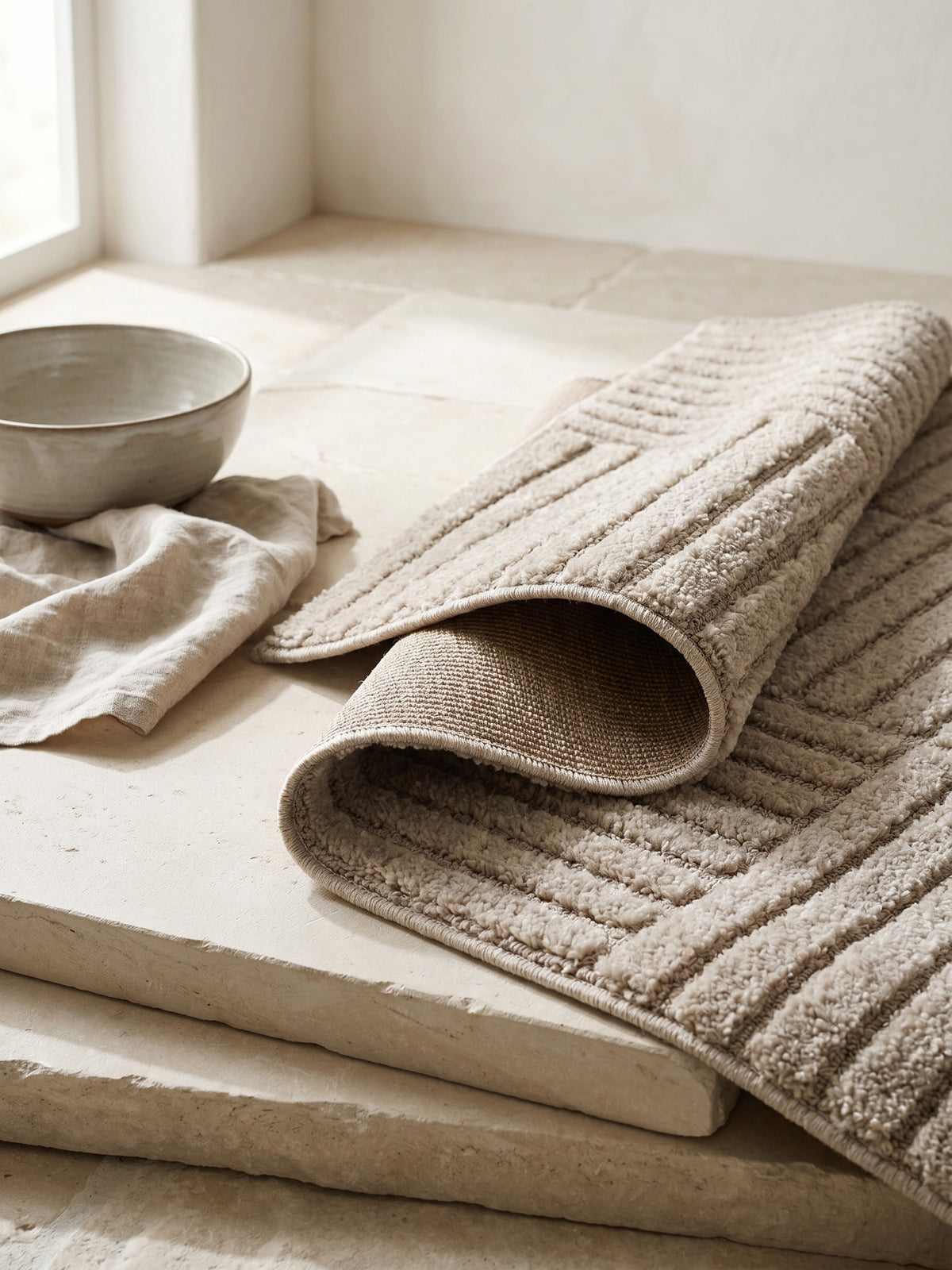 Teppich Beige rechteckig Wohnaccessoire Deko