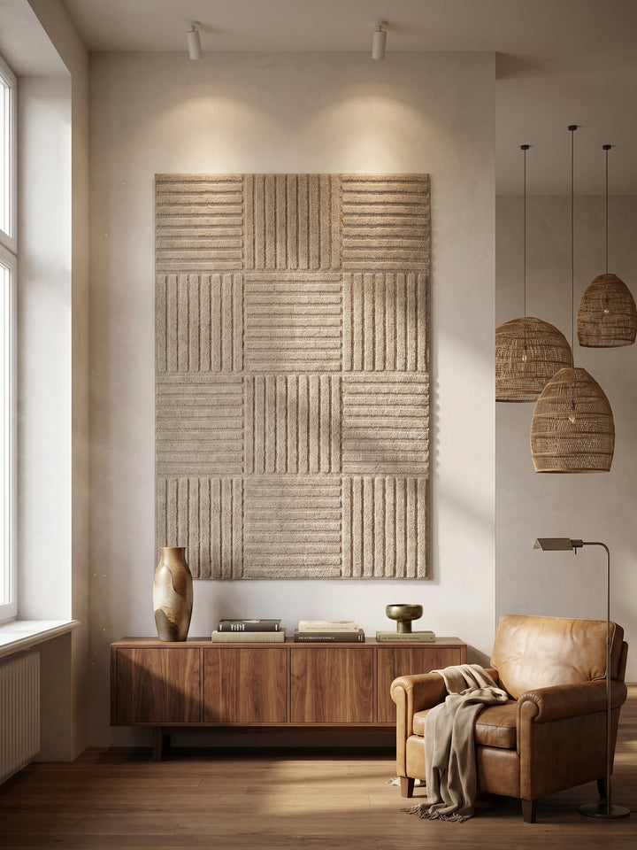 Teppich Beige rechteckig Wandteppich Wanddeko_