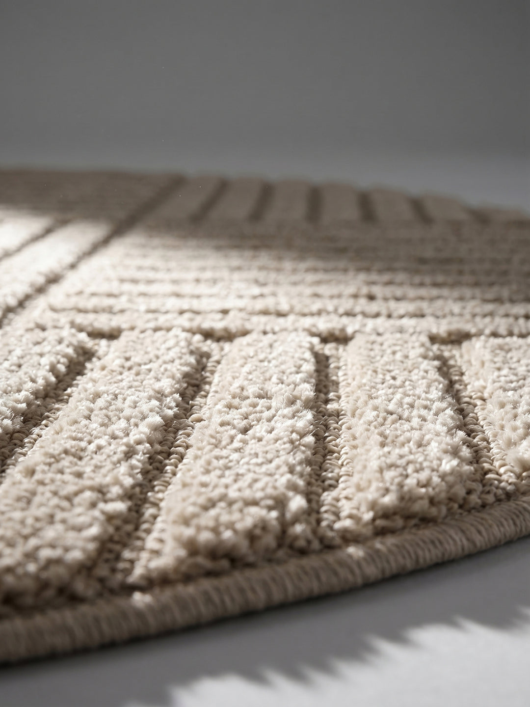 Teppich Beige rund Florhöhe Profil_