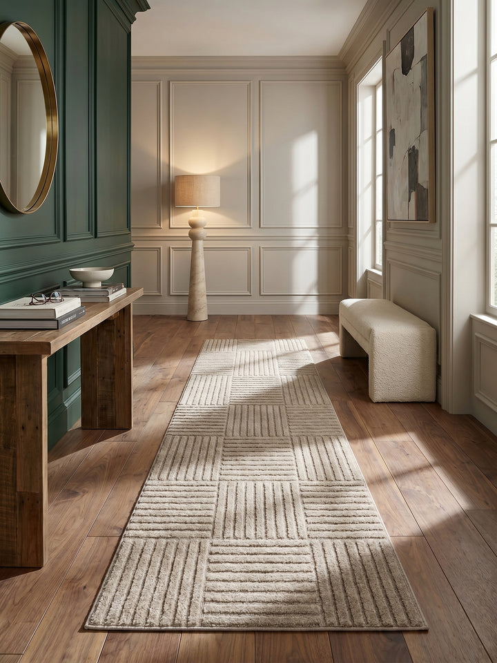 Teppich Beige Läufer im Wohnzimmer Einrichtungsidee_