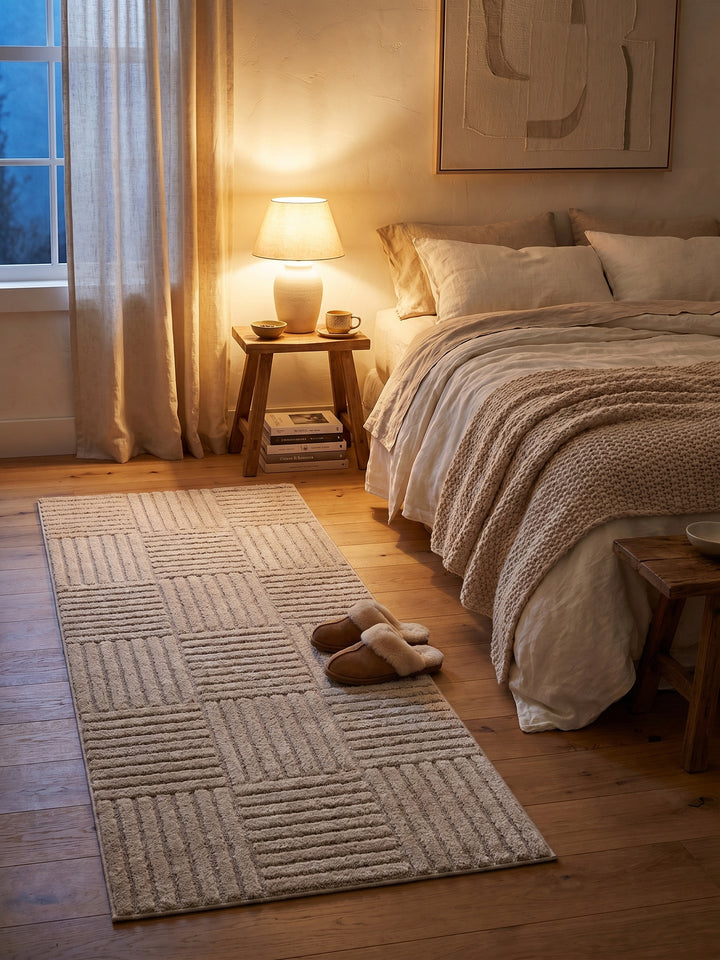 Teppich Beige Läufer Wohnidee gemütlich_