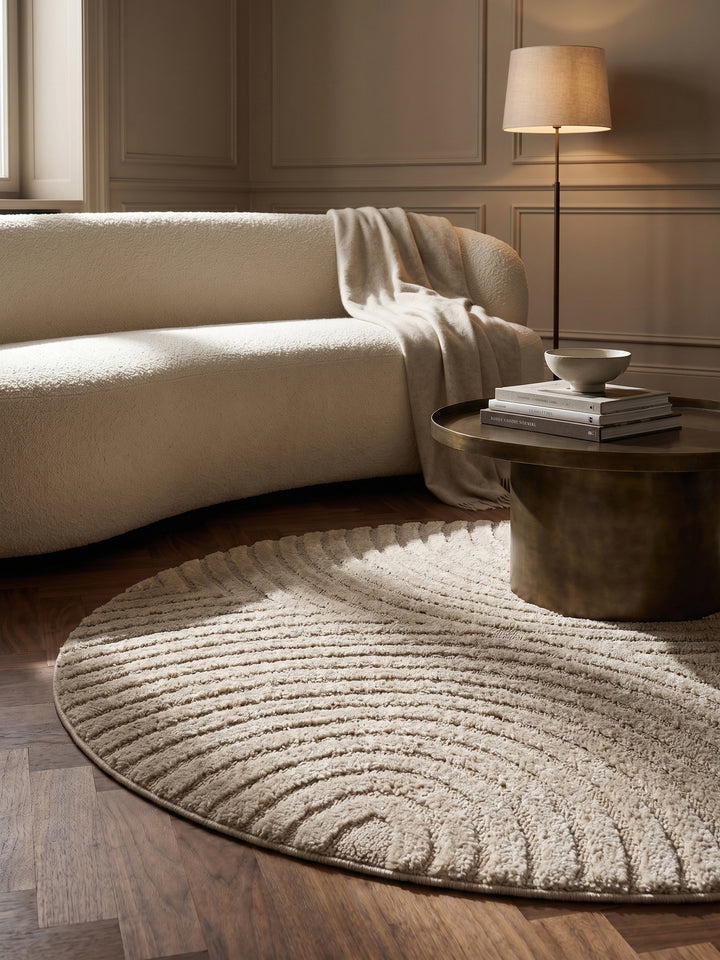 Teppich Beige rund Textur Nahaufnahme Detail_
