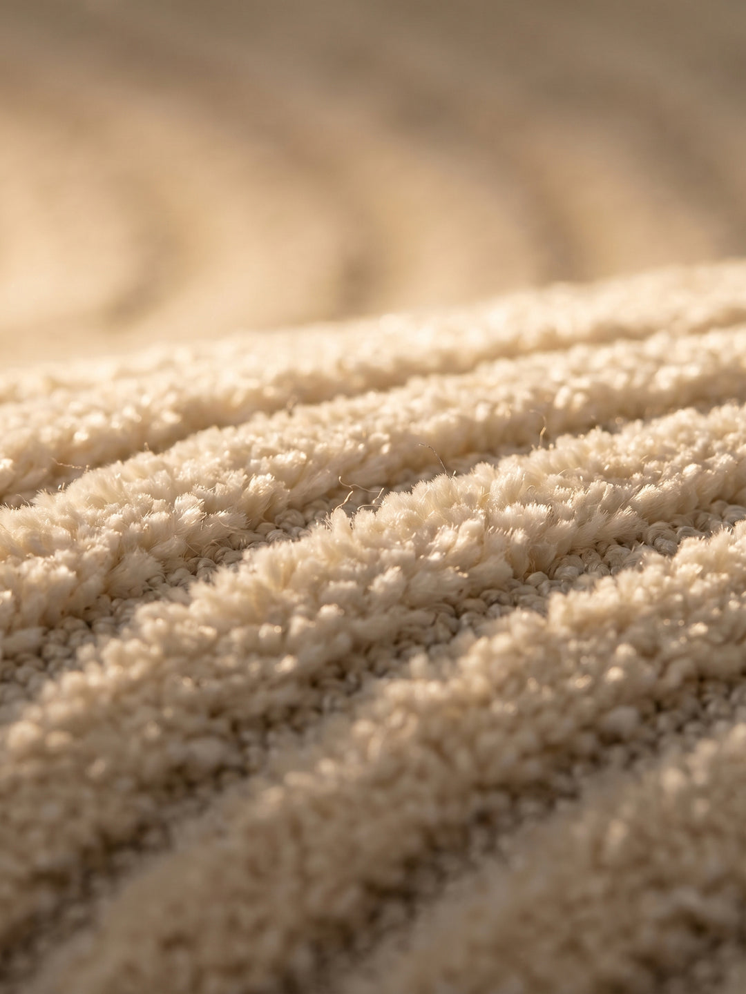 Teppich Creme rund Florhöhe Profil_