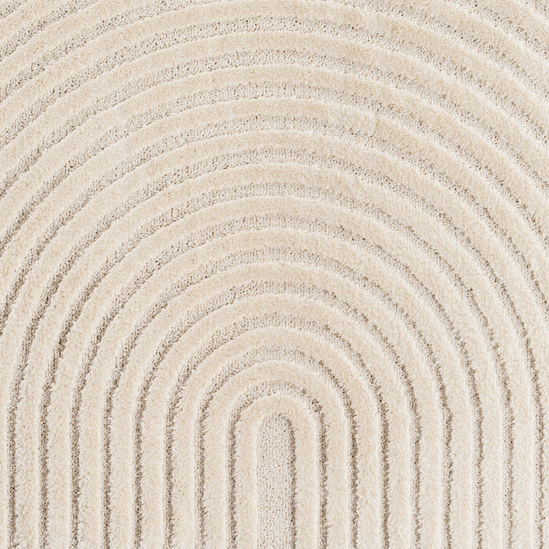 Teppich Creme Skandinavischer Boho rund Polypropylene Designteppich Kollektion RIGI Wohnraum 160x160_
