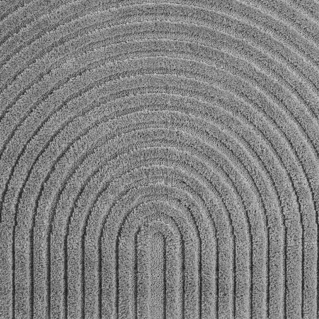 Teppich Silber Skandinavischer Boho rund Polypropylene Designteppich Kollektion RIGI Wohnraum 160x160_