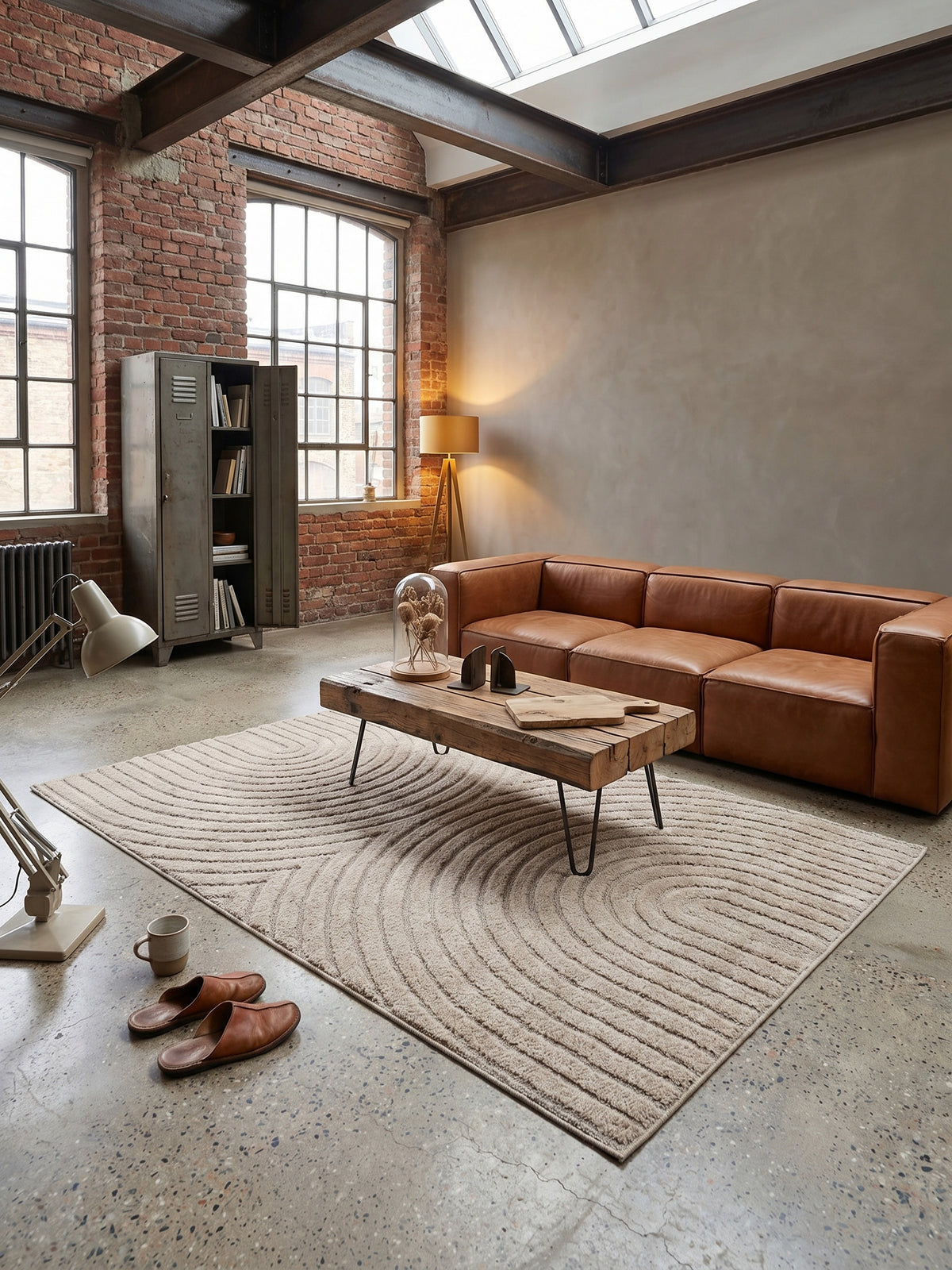 Teppich Beige rechteckig Muster Draufsicht_