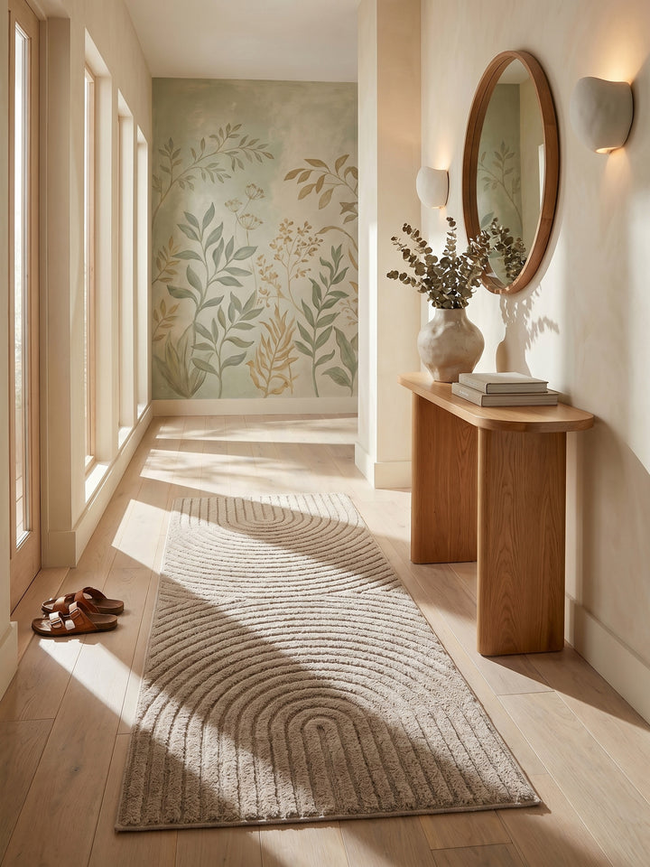 Teppich Beige Läufer im Wohnzimmer Einrichtungsidee_