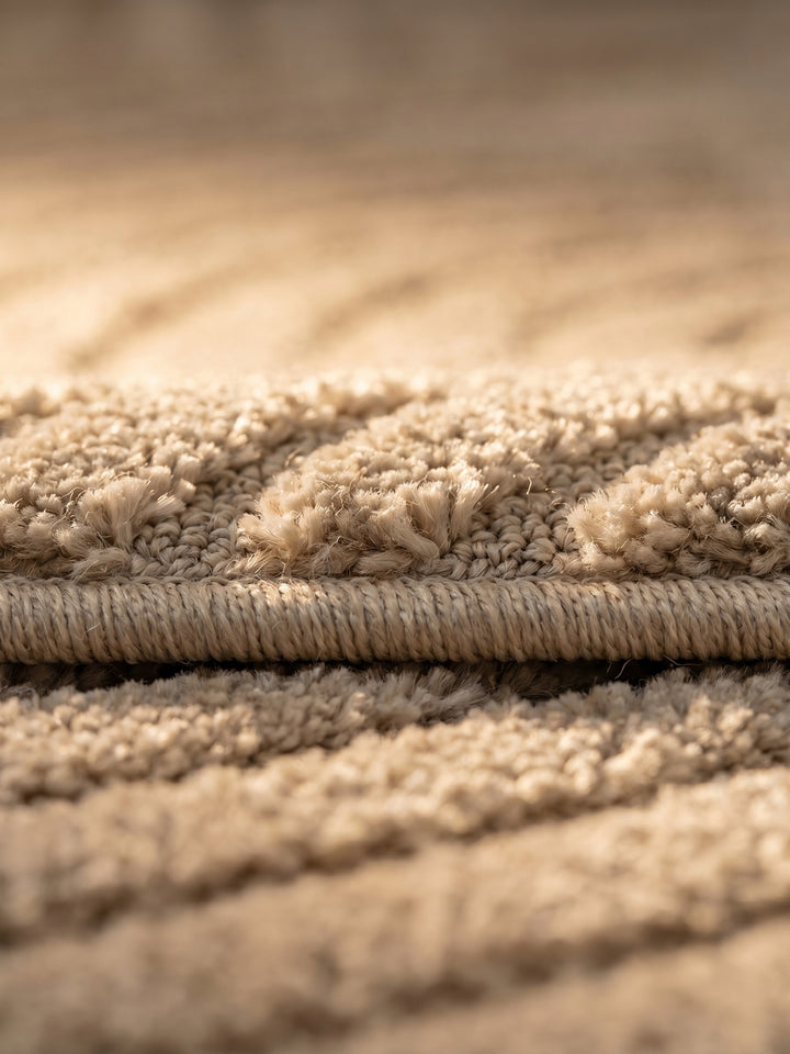 Teppich Beige Läufer Florhöhe Profil_