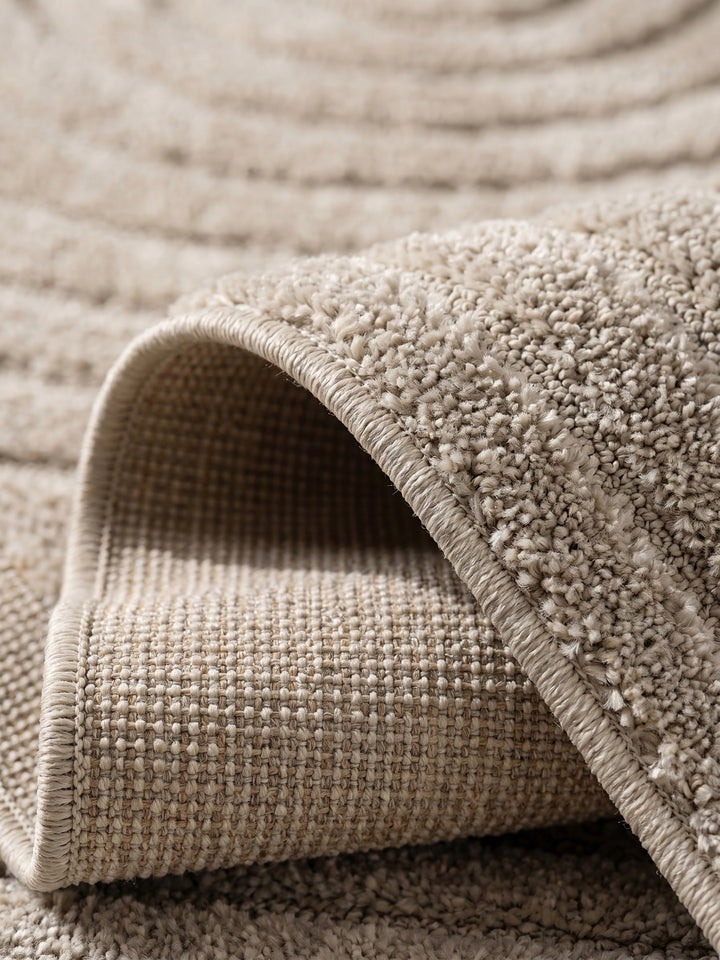 Teppich Beige Läufer Kante Rückseite_