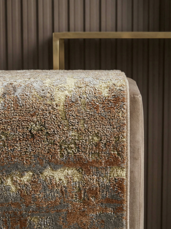 Hochglanz-Metallic Teppich_Abstraktes Design in Gold-Champagner-Bronze_Pflegeleicht und Strapazierfähig - COMO-Bellagio - Kadima Design_