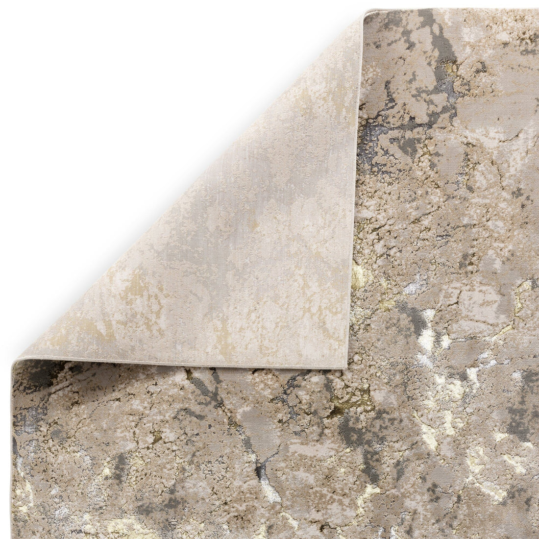 Designerteppich - 2-04m² Fläche - 1-3cm Gesamthöhe - abstrakte Goldakzente - verleiht Räumen kosmischen Touch - Kadima Design
