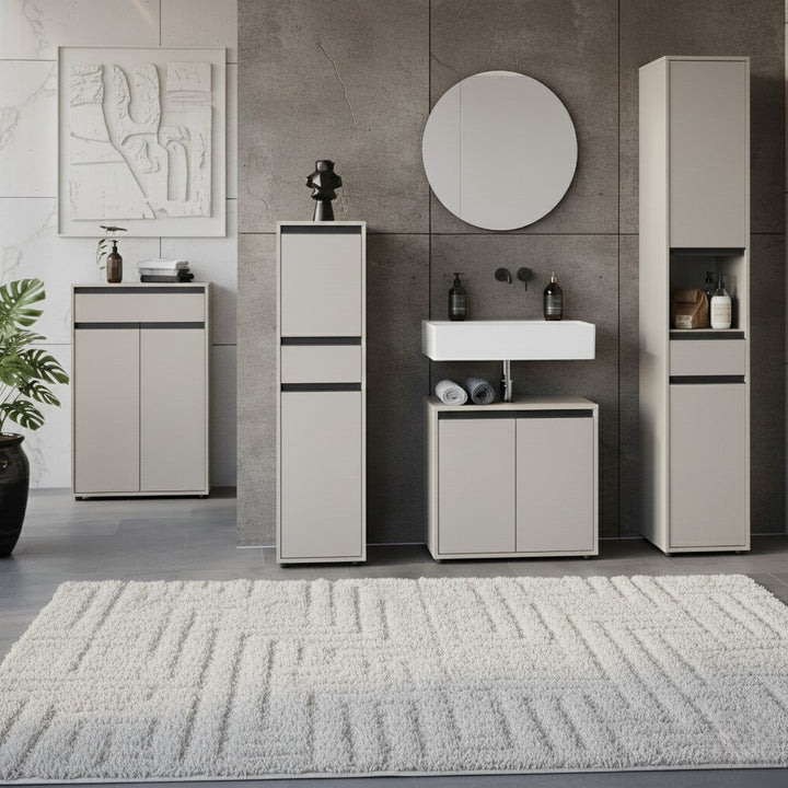 Hochschrank HAMBURG Soft-Close Badschrank schmal Badregal_