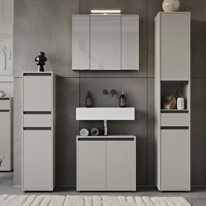 Hochschrank HAMBURG Soft-Close Modern 33x181x34 cm Steingrau_