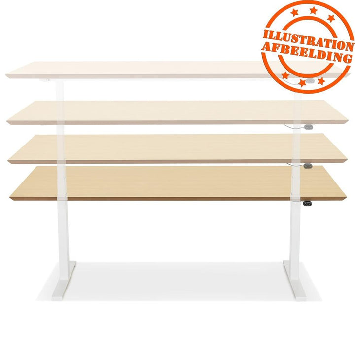 Elektrisch höhenverstellbarer Schreibtisch - 150x70 cm - beige-weiß - MDF-Holzplatte - 63-128 cm verstellbar - ideal für Homeoffice_