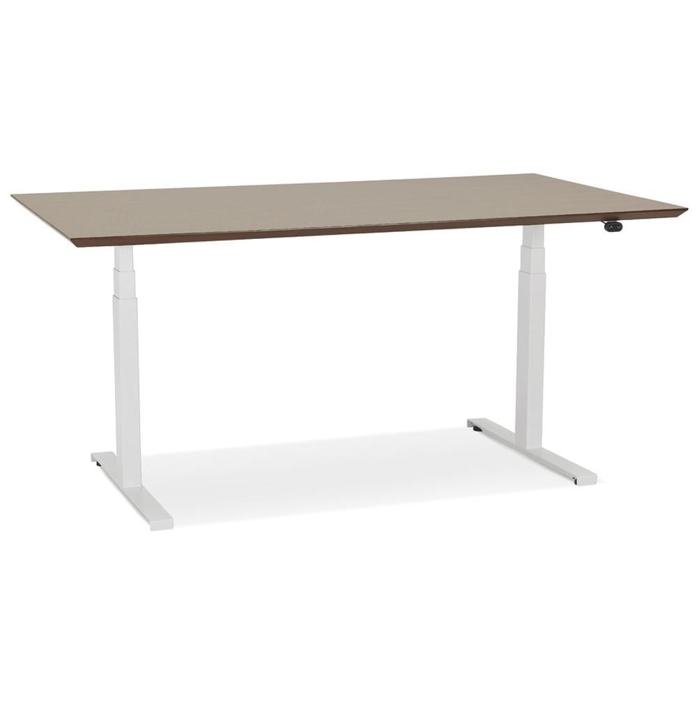 Höhenverstellbarer Schreibtisch - 150x70 cm - braun-weiß - MDF-Holzplatte - elektrisch von 63-128 cm verstellbar - ergonomisches Arbeiten - Kadima Design_