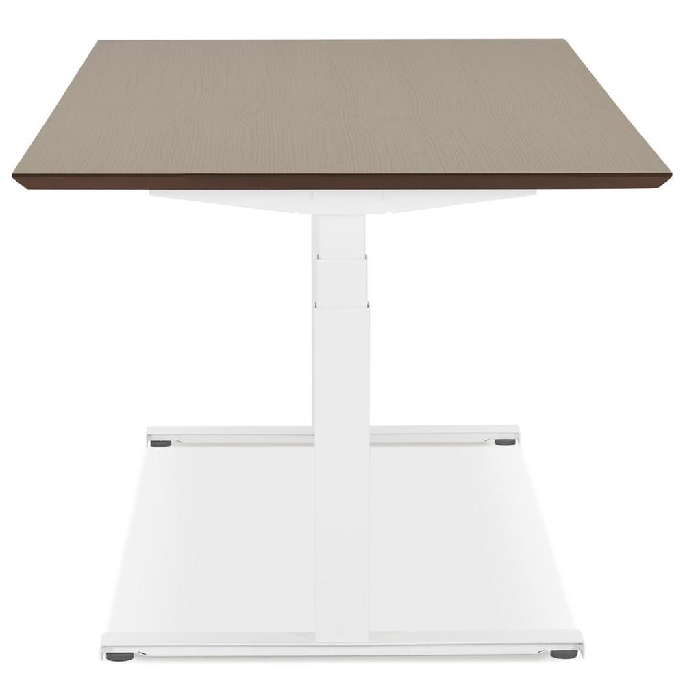 Ergonomischer Arbeitstisch - Braun-weiße MDF-Platte - elektrisch verstellbar 63-128 cm - stabiles Metallgestell - vielseitig nutzbar - Kadima Design_