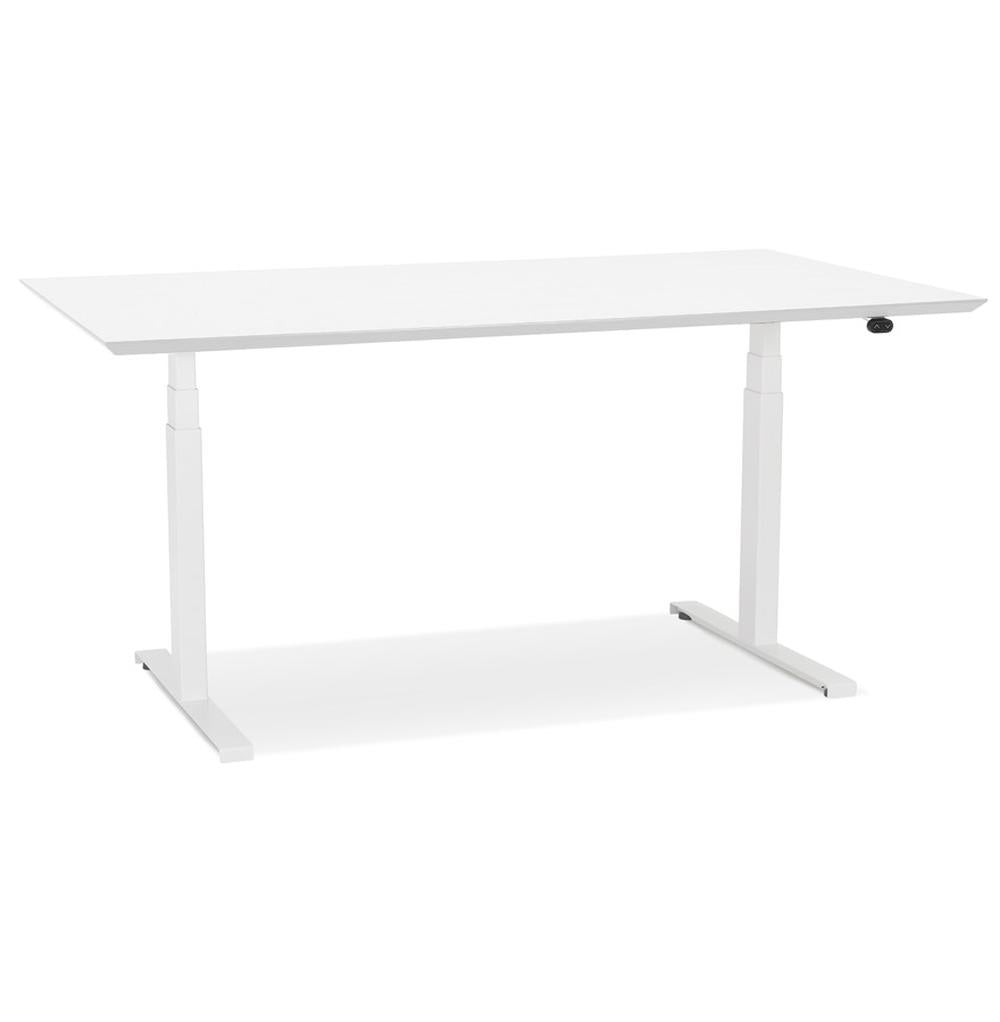 Elektrisch höhenverstellbarer Schreibtisch - 150x70 cm - weiß - MDF-Holzplatte - von 63-128 cm verstellbar - minimalistisches Design - Kadima Design_