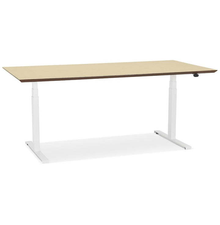 Großer höhenverstellbarer Schreibtisch - 180x90 cm - beige-weiß - MDF-Holzplatte - elektrisch von 63-128 cm verstellbar - geräumige Arbeitsfläche - Kadima Design_