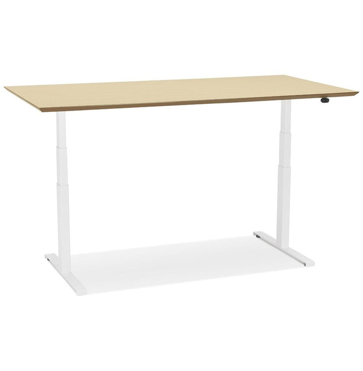 Elektrisch verstellbarer Bürotisch - Beige-weiße Farbkombination - 180x90 cm - 120 kg Tragkraft - ideal für Teamarbeit - Kadima Design_