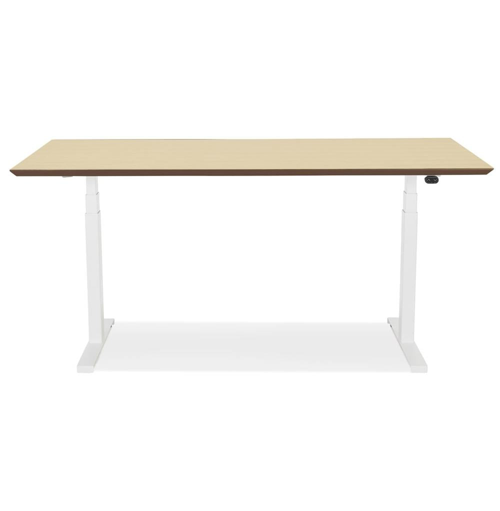 Moderner Arbeitstisch - Höhenverstellung 63-128 cm - beige-weiße MDF-Platte - stabiles Metallgestell - vielseitig einsetzbar - Kadima Design_