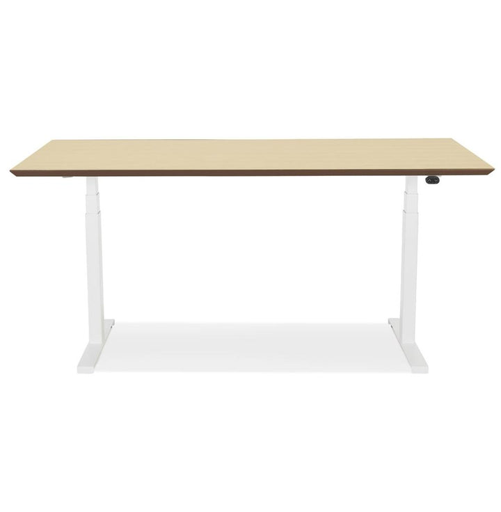 Moderner Arbeitstisch - Höhenverstellung 63-128 cm - beige-weiße MDF-Platte - stabiles Metallgestell - vielseitig einsetzbar - Kadima Design_