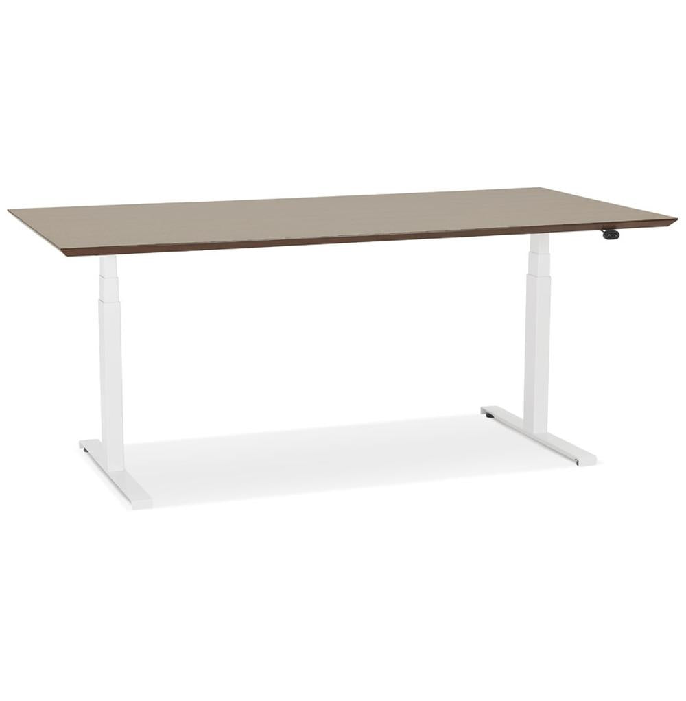 Höhenverstellbarer Schreibtisch - 180x90 cm - braun-weiß - MDF-Holzplatte - elektrisch von 63-128 cm verstellbar - elegant und funktional - Kadima Design_