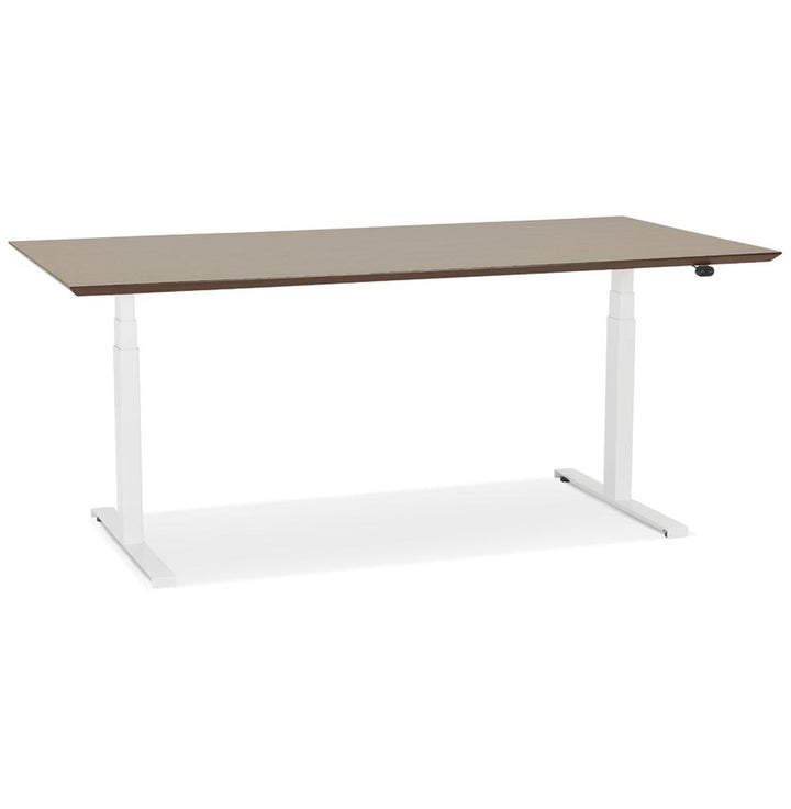 Höhenverstellbarer Schreibtisch - 180x90 cm - braun-weiß - MDF-Holzplatte - elektrisch von 63-128 cm verstellbar - elegant und funktional - Kadima Design_