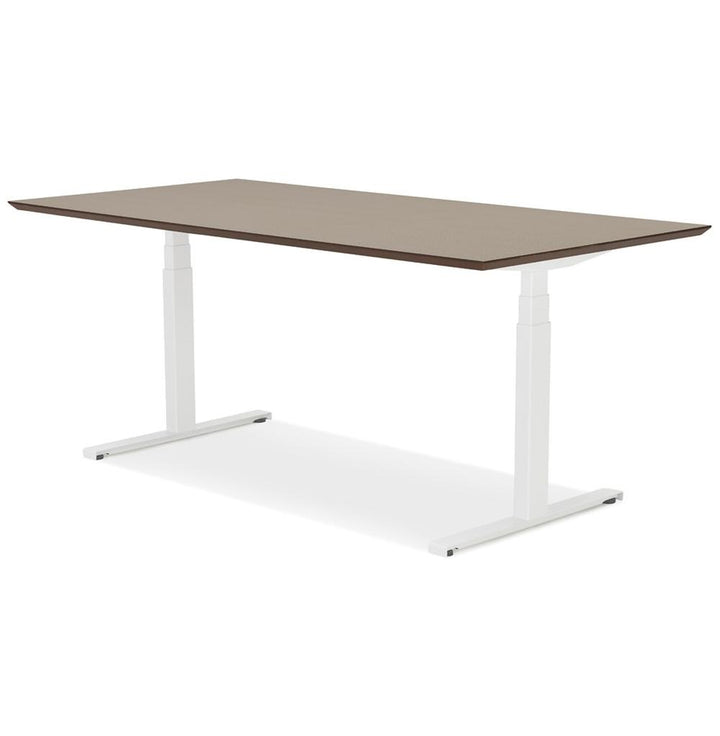 Arbeitstisch mit viel Platz - Braun-weiße MDF-Platte - 180x90 cm - elektrisch verstellbar 63-128 cm - vielseitig einsetzbar - Kadima Design_